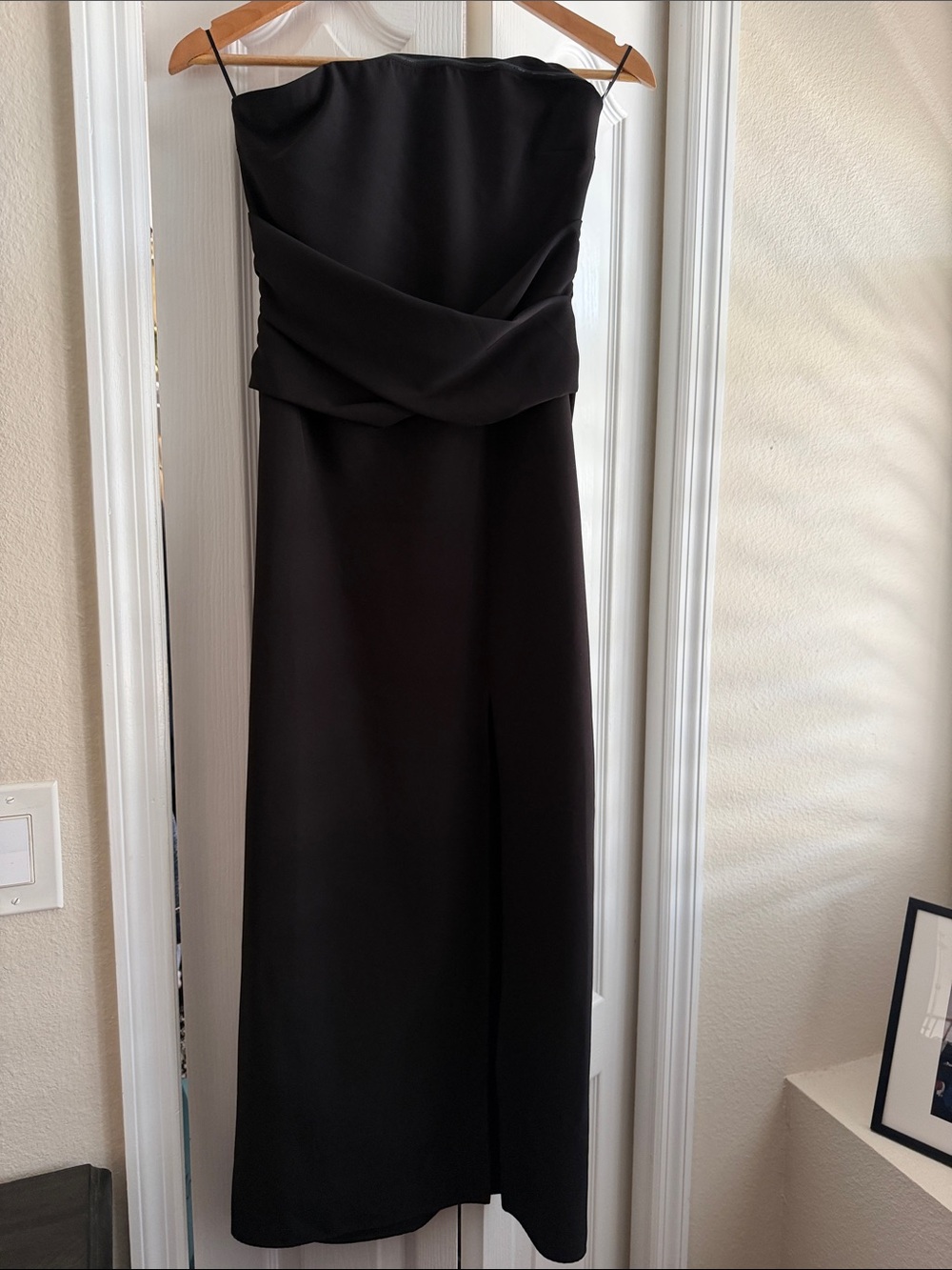 Zara Strapless Black Draped Gown